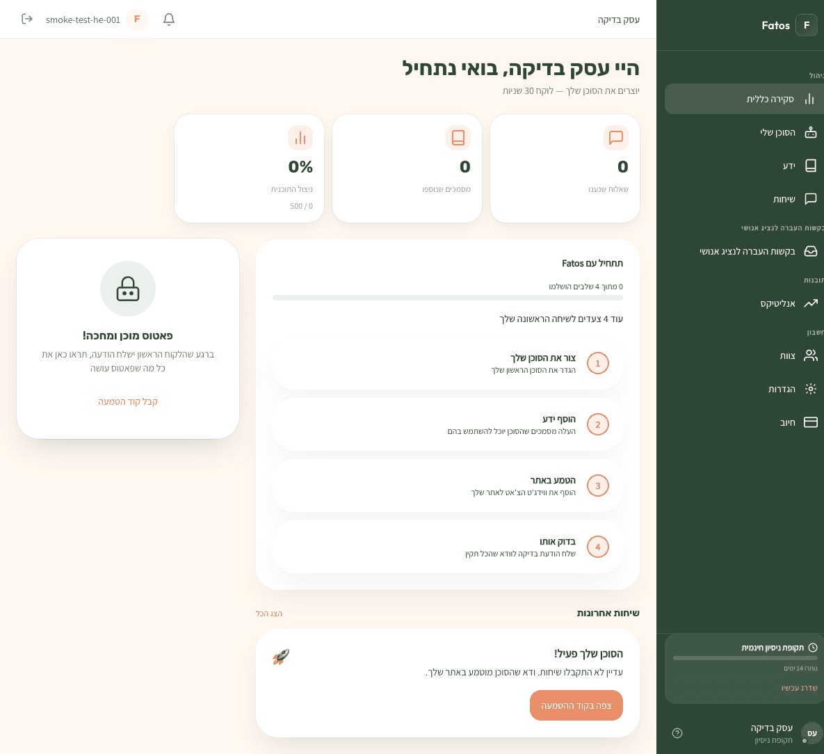 Fatos dashboard overview